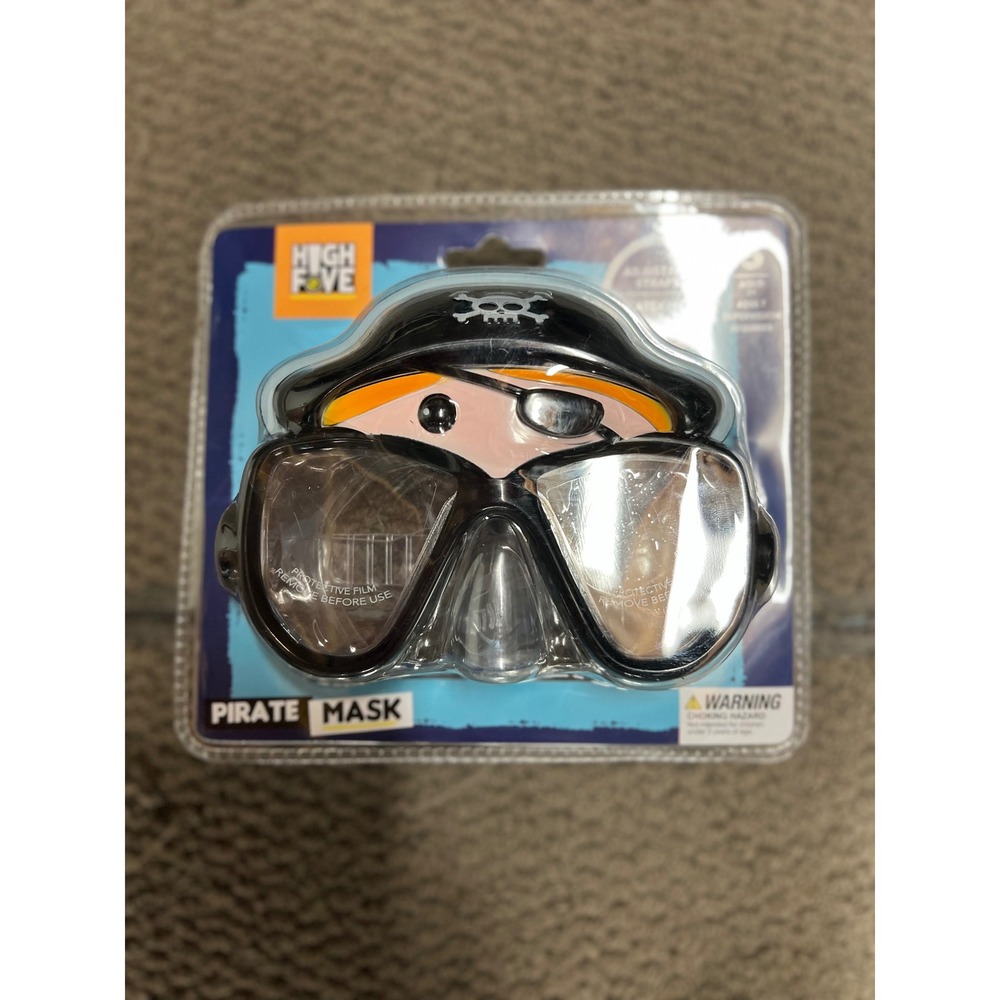 High Five Kids Pirate Swim Mask Black Adjustable Strap Novelty Goggles NEW